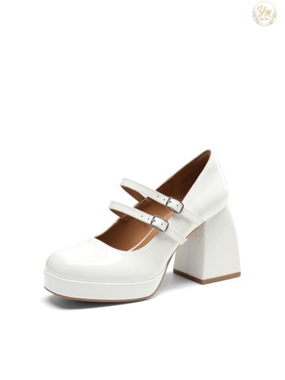 Faux Leather Mary Jane Platform Chunky Heels Square Toe